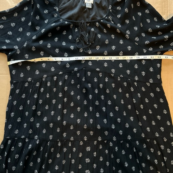 Old Navy long sleeve BOHO empire black print dress XL - Picture 10 of 15